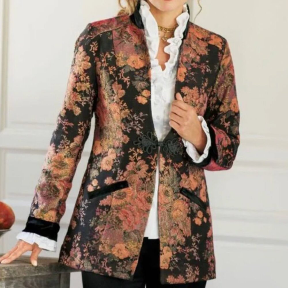 Soft Surroundings Westbury Floral Jacquard Garden Jacket